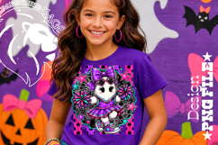 Striped Cheerleader Ghost Halloween Design PNG Product Image 4