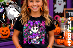 Striped Cheerleader Ghost Halloween Design PNG Product Image 1