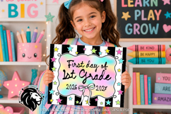 Coquette Striped First day of First Grade School Sign JPG Product Image 2