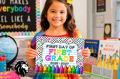 Crayons First day of First Grade School Sign JPG PDF Product Image 2
