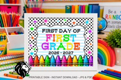 Crayons First day of First Grade School Sign JPG PDF Product Image 1