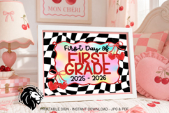 Cherry First day of First Grade School Sign JPG PDF Product Image 1