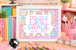 Pastel First day of First Grade School Sign JPG PDF Product Image 1