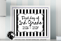 Striped First day of Second Grade School Sign JPG PDF Product Image 1