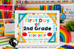 First day of Second Grade School Sign JPG PDF Product Image 1