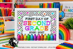 Crayons First day of Second Grade School Sign JPG PDF Product Image 2