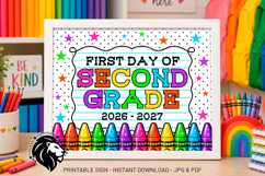Crayons First day of Second Grade School Sign JPG PDF Product Image 2