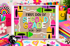 Crayons First day of Second Grade School Sign JPG PDF Product Image 1
