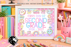 Kawaii First day of Second Grade School Sign JPG PDF Product Image 4