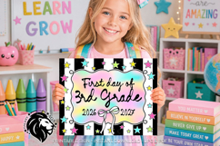 Coquette Striped First day of Third Grade School Sign JPG Product Image 2