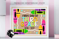 Crayons First day of Third Grade School Sign JPG PDF Product Image 2