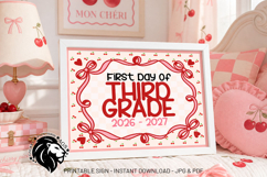 Cherry First day of Third Grade School Sign JPG PDF Product Image 2