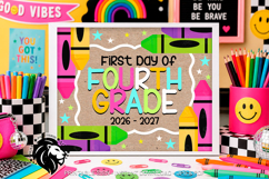 Crayons First day of Fourth Grade School Sign JPG PDF Product Image 1