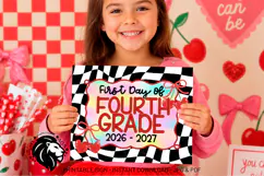 Cherry First day of Fourth Grade School Sign JPG PDF Product Image 1