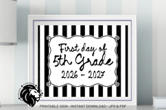 Striped First day of Fifth Grade School Sign JPG PDF Product Image 2