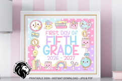 Kawaii First day of Fifth Grade School Sign JPG PDF Product Image 3