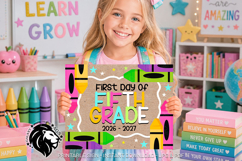 Crayons First day of Fifth Grade School Sign JPG PDF Product Image 1