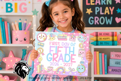 Kawaii First day of Fifth Grade School Sign JPG PDF Product Image 4