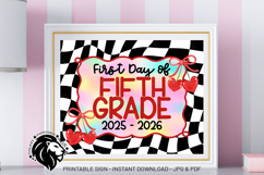 Cherry First day of Fifth Grade School Sign JPG PDF Product Image 2