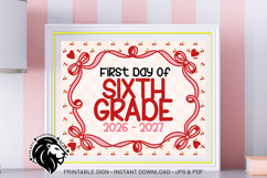 Cherry First day of Sixth Grade School Sign JPG PDF Product Image 3