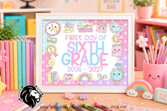 Kawaii First day of Sixth Grade School Sign JPG PDF Product Image 5