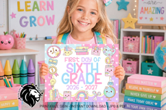 Kawaii First day of Sixth Grade School Sign JPG PDF Product Image 1