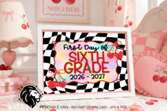 Cherry First day of Sixth Grade School Sign JPG PDF Product Image 2