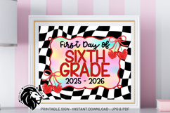 Cherry First day of Sixth Grade School Sign JPG PDF Product Image 2