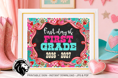 Cowgirl First day of First Grade School Sign JPG PDF Product Image 1