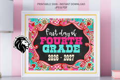 Cowgirl First day of Fourth Grade School Sign JPG PDF Product Image 2