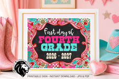 Cowgirl First day of Fourth Grade School Sign JPG PDF Product Image 3