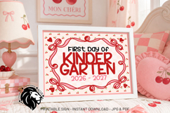 Cherry First day of Kindergarten School Sign JPG PDF Product Image 1