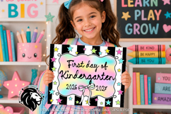 Coquette Striped First day of Kindergarten School Sign JPG P Product Image 1