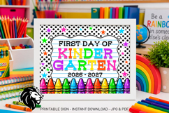Crayons First day of Kindergarten School Sign JPG PDF Product Image 2