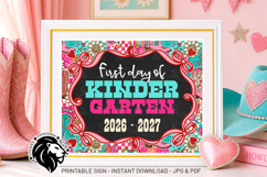 Cowgirl First day of Kindergarten School Sign JPG PDF Product Image 3