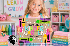 Crayons First day of Kindergarten School Sign JPG PDF Product Image 4