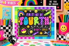 Colorful First day of Fourth Grade School Sign JPG PDF Product Image 1