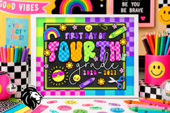 Colorful First day of Fourth Grade School Sign JPG PDF Product Image 1