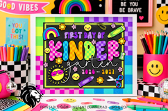 Colorful First day of Kindergarten School Sign JPG PDF Product Image 1
