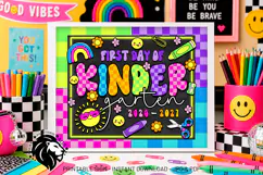 Colorful First day of Kindergarten School Sign JPG PDF Product Image 1