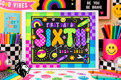 Colorful First day of Sixth Grade School Sign JPG PDF Product Image 1