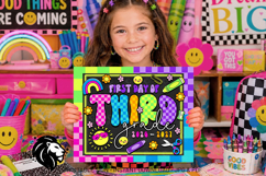 Colorful First day of Third Grade School Sign JPG PDF Product Image 1
