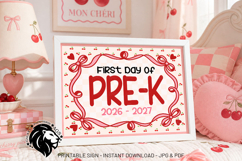 Cherry First day of Pre-k School Sign JPG PDF Product Image 2