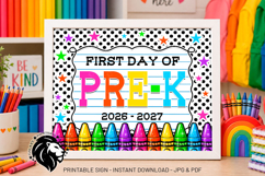 Crayons First day of Pre-k School Sign JPG PDF Product Image 3
