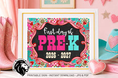 Cowgirl First day of Pre-k School Sign JPG PDF Product Image 1