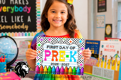 Crayons First day of Pre-k School Sign JPG PDF Product Image 2