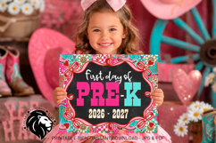 Cowgirl First day of Pre-k School Sign JPG PDF Product Image 3