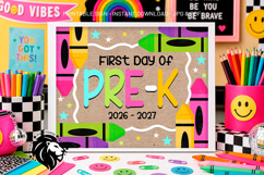 Crayons First day of Pre-k School Sign JPG PDF Product Image 2