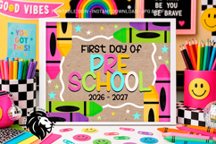 Crayons First day of Preschool School Sign JPG PDF Product Image 2