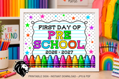 Crayons First day of Preschool School Sign JPG PDF Product Image 2